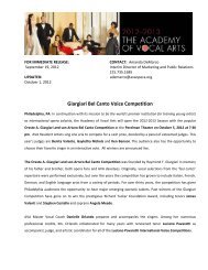 The Giargiari Bel Canto Competition - Academy of Vocal Arts