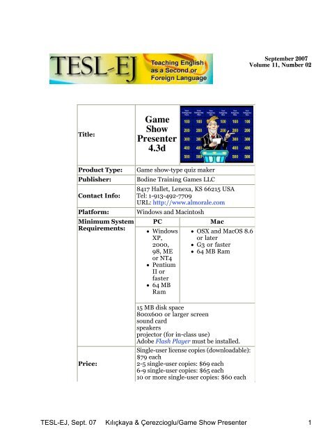 Game Show Presenter 4 3d Tesl Ej