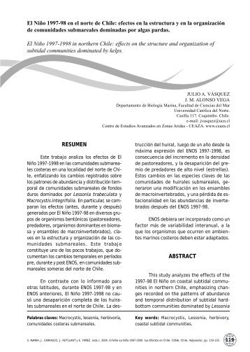 El NiÃ±o 1997-98 en el norte de Chile: efectos en la estructura y en la