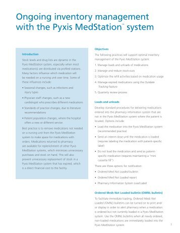 Ongoing inventory management with the Pyxis MedStation™ system