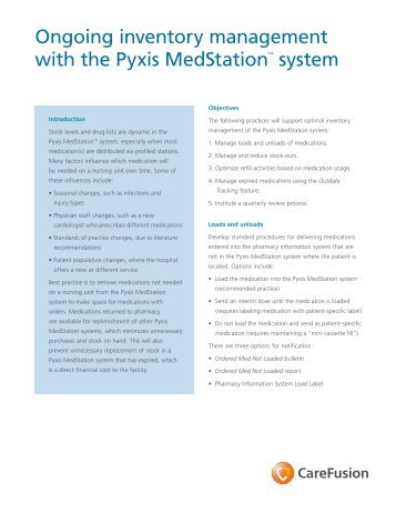 Ongoing inventory management with the Pyxis MedStation™ system