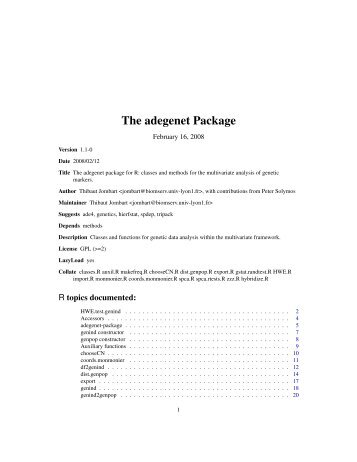 The adegenet Package - NexTag Supports Open Source Initiatives