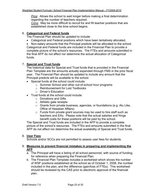 2009-2010 WSF Implementation Manual FY2009-10 - Hawaii ...