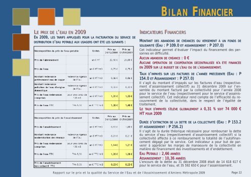 bilan eau potable - Amiens