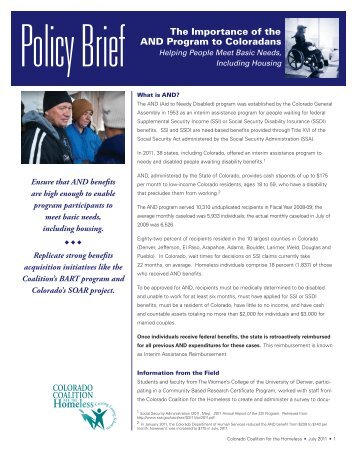 Policy Brief - Colorado Coalition for the Homeless