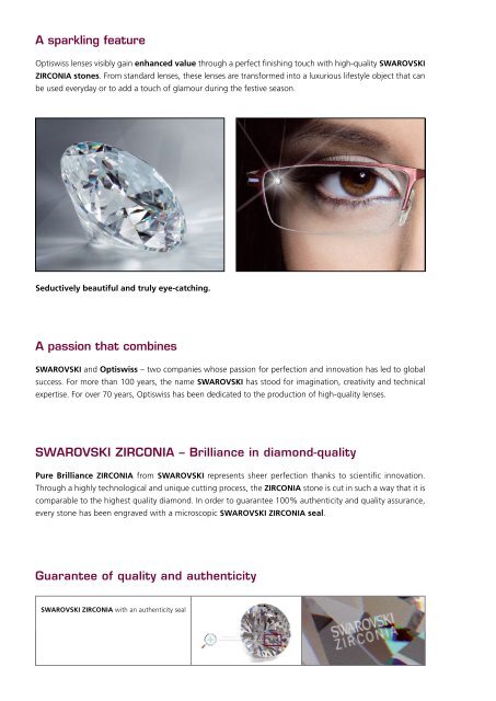 Lenses with SWAROVSKI ZIRcOnIA for sparkling ... - Optiswiss AG