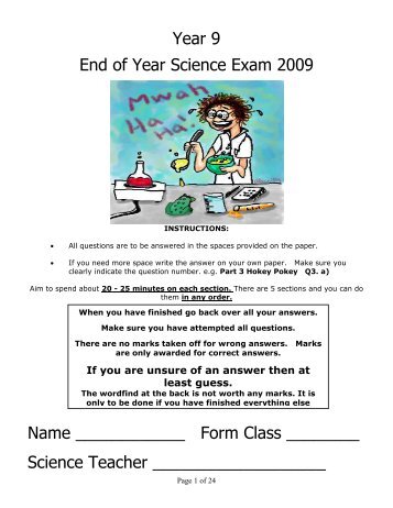 Year 9 2009 Exam