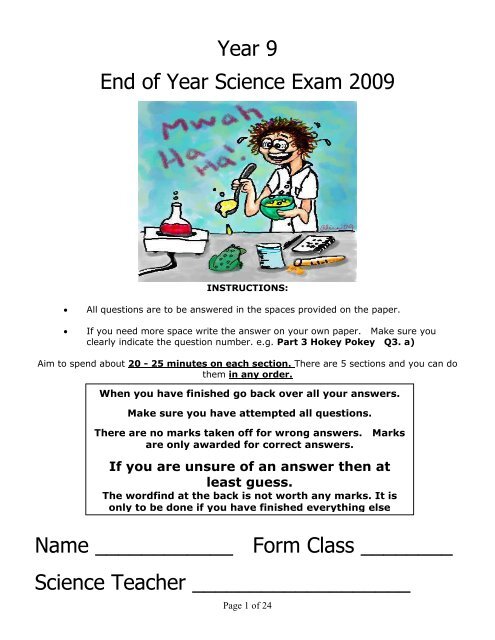 Year 9 2009 Exam