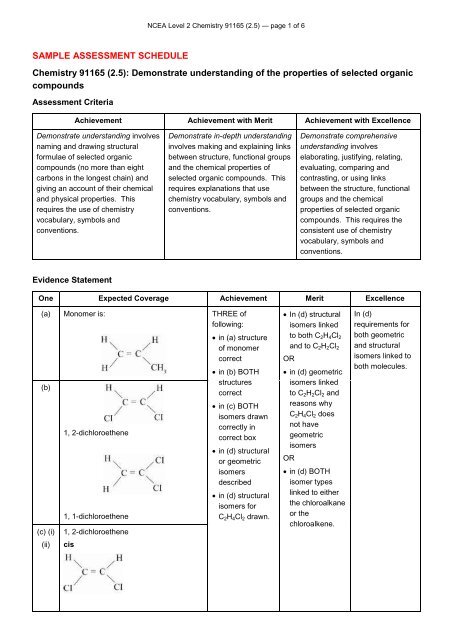 Sample Assessment Schedule 2012