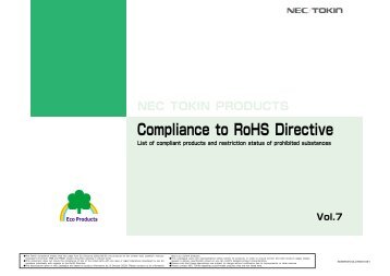 NEC TOKIN PRODUCTS Compliance to RoHS Directive Vol.7