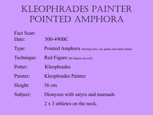 Kleophrades Painter Pointed Amphora