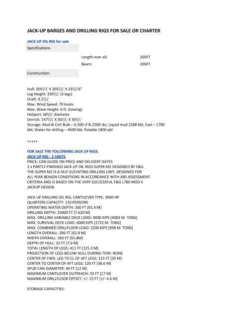 CP-300 Jackup - Drilling Rigs for Sale - Oilfield Equipment - Offshore Rigs  and Vessels