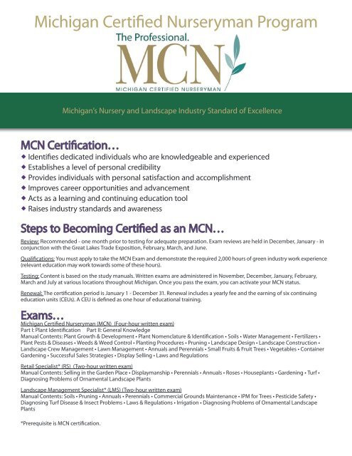 Michigan Certified Nurseryman Program - Michigan Nursery and ...