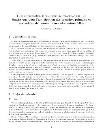 Fiche de proposition de sujet pour une convention CIFRE ... - SFdS