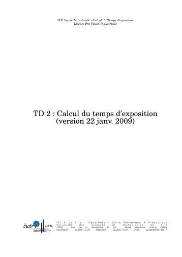 TD 2 : Calcul du temps d'exposition (version 22 janv. 2009) - IUT