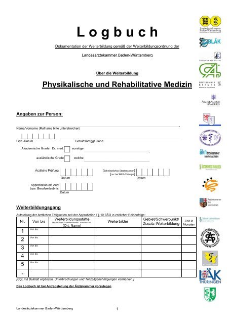 Logbuch fÃ¼r FA Physikalische und Rehabilitative Medizin