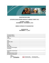 REGISTRATION FORM ONTARIO/CANADA MINING MISSION TO ...