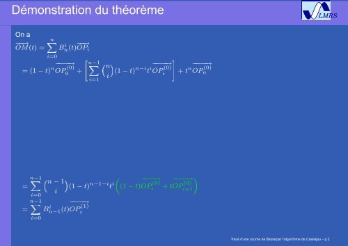 TracÃ© d'une courbe de BÃ©zier par l'algorithme de Casteljau