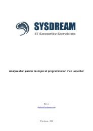 Analyse d'un packer de trojan et programmation d'un ... - Sysdream