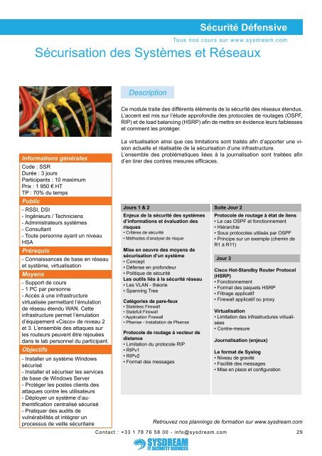 Certification SÃ©curitÃ© Technique - Sysdream