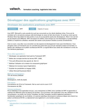 Développer des applications graphiques avec WPF - Valtech Training