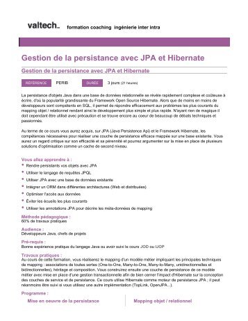 Gestion de la persistance avec JPA et Hibernate - Valtech Training