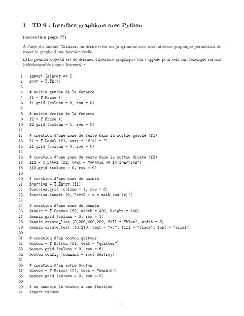 1 TD 9 : Interface graphique avec Python - xavierdupre.fr