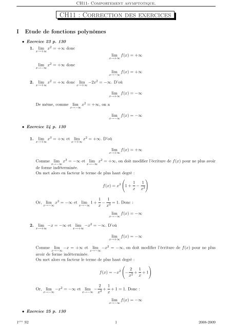 CH11 : Correction des exercices