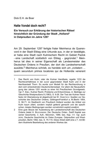 Niederländer im Ostseeraum und der Deutsche Orden - oops