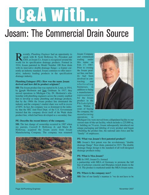Plumbing Engineer Article - Josam