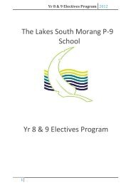 Yr 8 & 9 Electives Program - The Lakes South Morang P-9 School