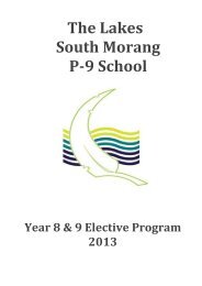 Yr. 8 & 9 Electives Program - The Lakes South Morang P-9 School
