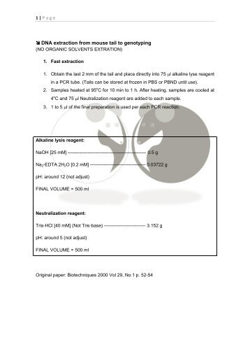 DNA extraction from mouse tail to genotyping