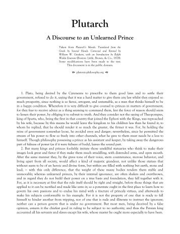 Plutarch - Discourse to an Unlearned Prince.pdf - Platonic Philosophy