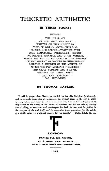 Taylor - Theoretic Arithmetic.pdf - Platonic Philosophy