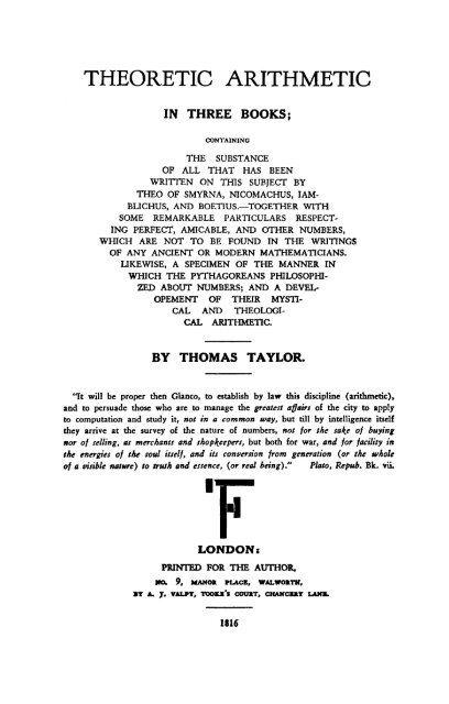 Taylor - Theoretic Arithmetic.pdf - Platonic Philosophy