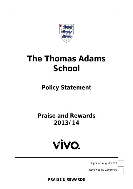 Praise and Rewards - Thomas Adams School