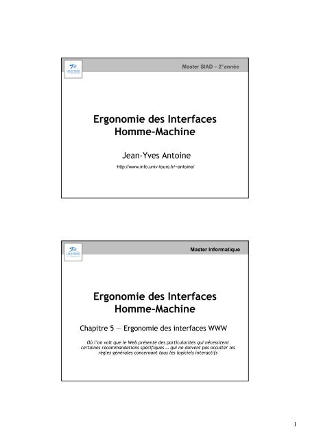 Master Ergonomie 3Ème Année : MASTER 1 ERGONOMIE – LFMP
