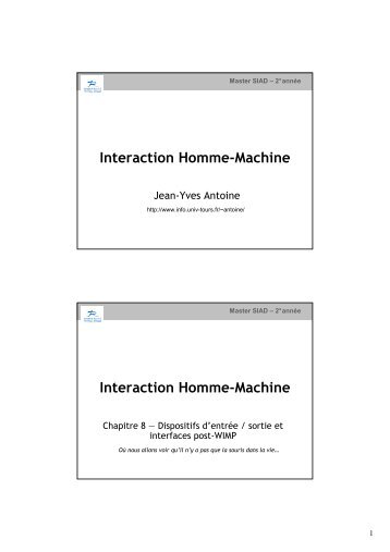 Interaction Homme-Machine Interaction Homme-Machine