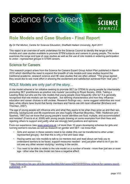 Role Models and Case Studies - National HE STEM Programme