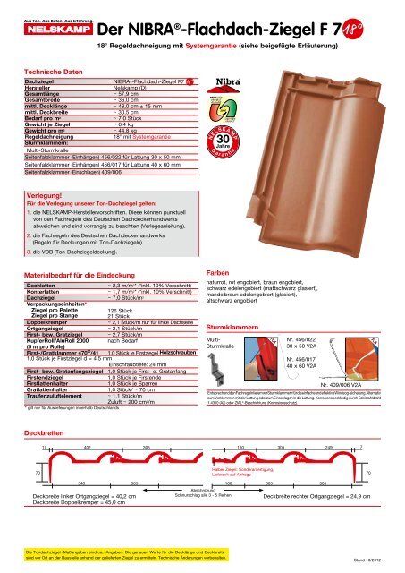 Der NIBRA®-Flachdach-Ziegel F 7 - Nelskamp