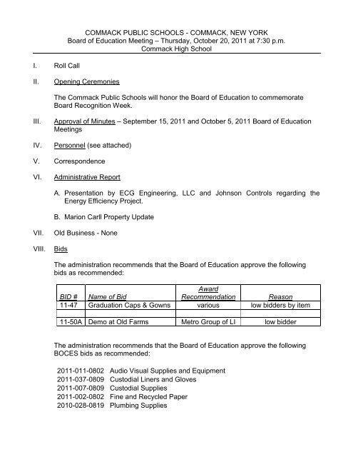 COMMACK PUBLIC SCHOOLS Commack Union Free School District