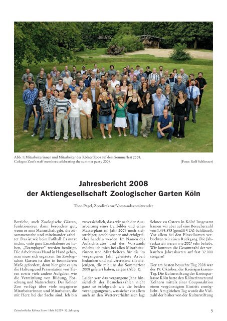 Jahresbericht 2008 Der Aktiengesellschaft Kolner Zoo