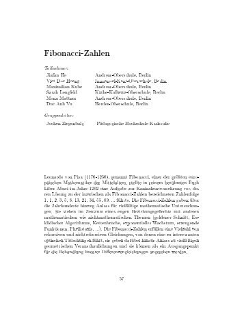 Fibonacci-Zahlen - Mathematik und ihre Didaktik