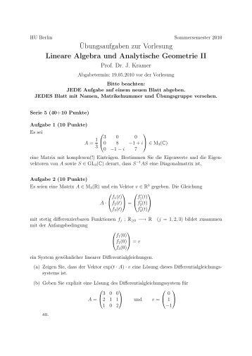 Serie 5 - Mathematik und ihre Didaktik - HU Berlin