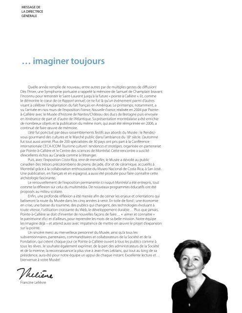 Rapport annuel 2008 - Pointe-à-Callière
