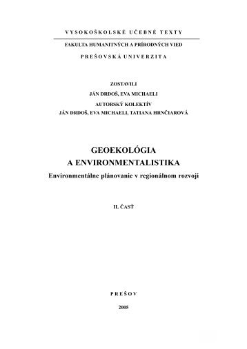 GEOEKOLÃGIA A ENVIRONMENTALISTIKA - Fakulta humanitnÃ½ch ...