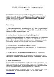 10.07.2009: HV-Einladung der Kölner Bürgergesellschaft AG (Köln ...