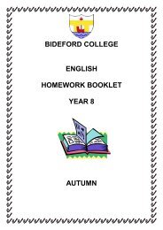 bideford college english homework booklet year 8 autumn