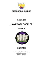 bideford college english homework booklet year 8 summer